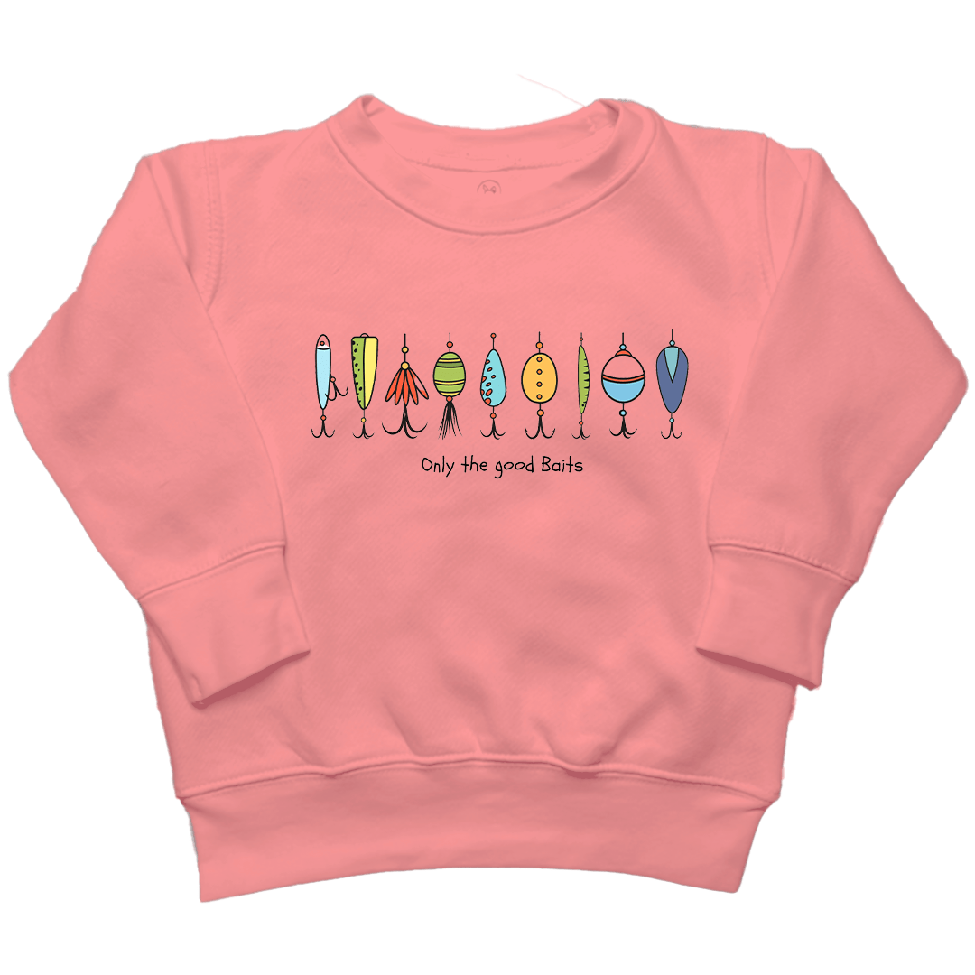 Only The Good Baits Toddler Crew Neck Sweatshirt - Muddy Boots Clothing - Crew Neck Sweatshirt