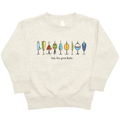 Only The Good Baits Toddler Crew Neck Sweatshirt - Muddy Boots Clothing - Crew Neck Sweatshirt