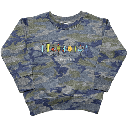 Only The Good Baits Toddler Crew Neck Sweatshirt - Muddy Boots Clothing - Crew Neck Sweatshirt