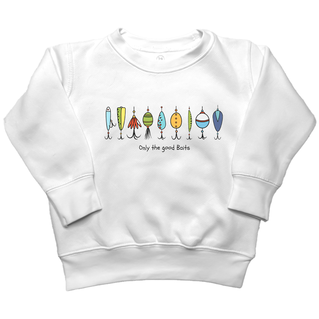 Only The Good Baits Toddler Crew Neck Sweatshirt - Muddy Boots Clothing - Crew Neck Sweatshirt
