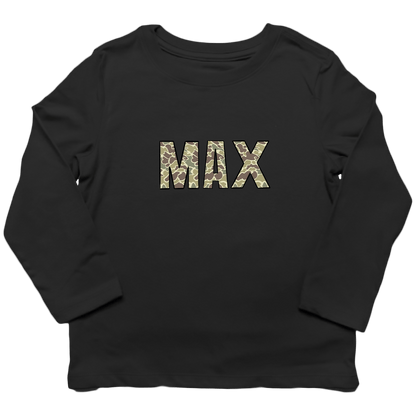 Personalized Camo Name Kids Long Sleeve Tee - Muddy Boots Clothing - Long Sleeve Tee