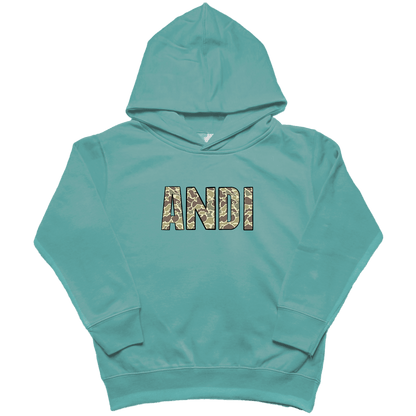 Personalized Camo Name Toddler Hoodie - Muddy Boots Clothing - Hoodie