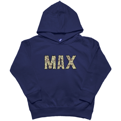Personalized Camo Name Toddler Hoodie - Muddy Boots Clothing - Hoodie