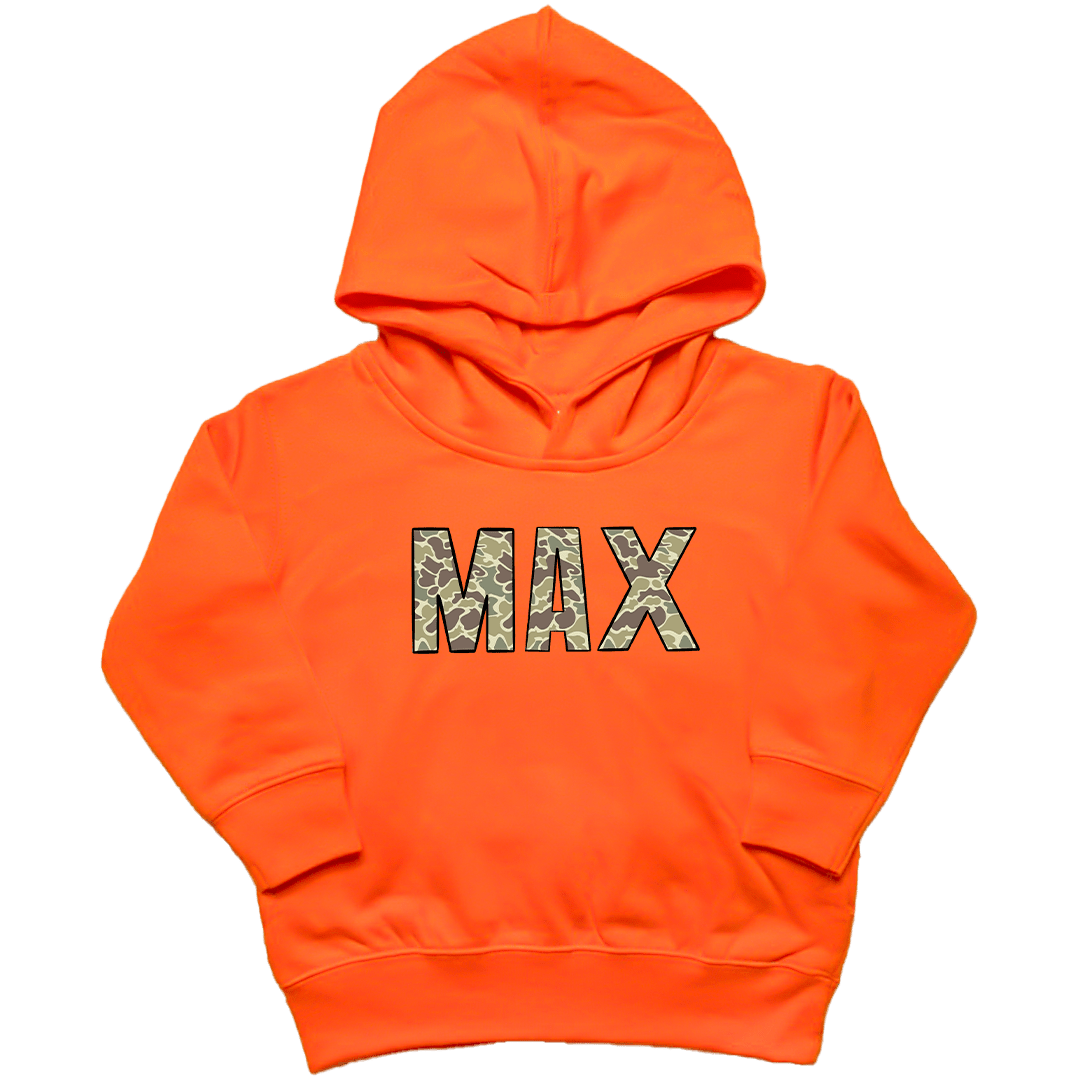 Personalized Camo Name Toddler Hoodie - Muddy Boots Clothing - Hoodie