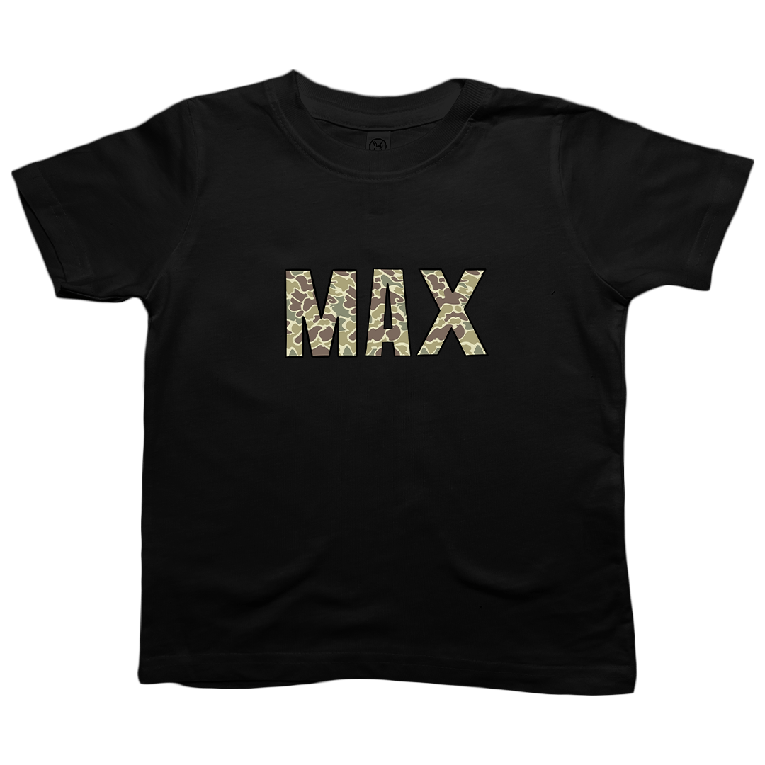 Personalized Camo Name Toddler Tee - Muddy Boots Clothing - T-Shirt