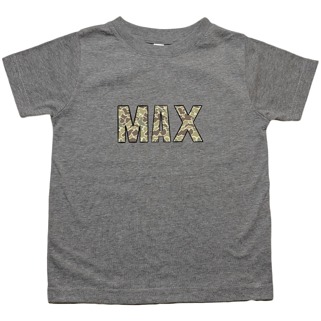 Personalized Camo Name Toddler Tee - Muddy Boots Clothing - T-Shirt