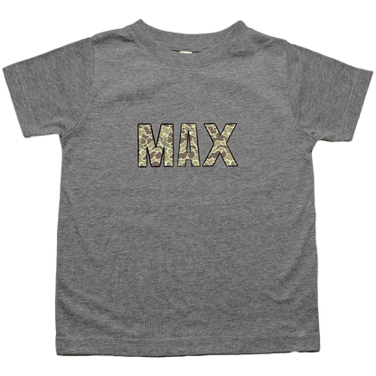 Personalized Camo Name Toddler Tee - Muddy Boots Clothing - T-Shirt