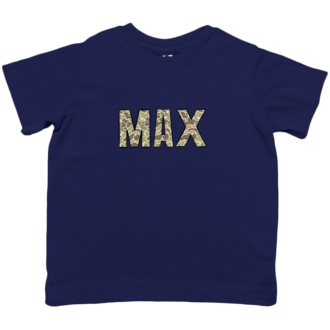 Personalized Camo Name Toddler Tee - Muddy Boots Clothing - T-Shirt