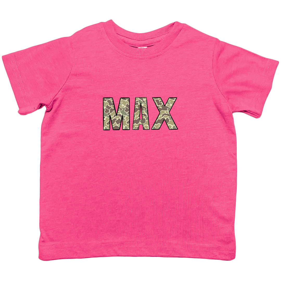 Personalized Camo Name Toddler Tee - Muddy Boots Clothing - T-Shirt