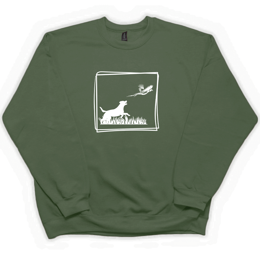 Pheasant Flush Adult Crew Neck Sweatshirt - Muddy Boots Clothing - Crew Neck Sweatshirt