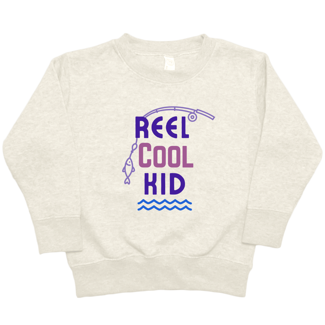 Reel Cool Kid Toddler Crew Neck Sweatshirt - Muddy Boots Clothing - Crew Neck Sweatshirt