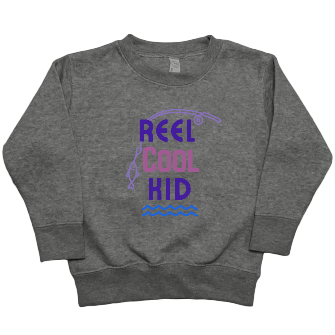 Reel Cool Kid Toddler Crew Neck Sweatshirt - Muddy Boots Clothing - Crew Neck Sweatshirt