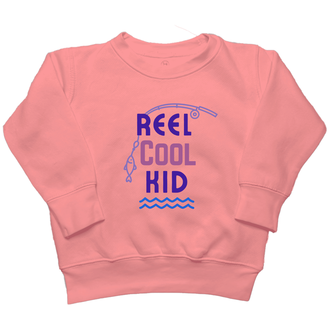 Reel Cool Kid Toddler Crew Neck Sweatshirt - Muddy Boots Clothing - Crew Neck Sweatshirt