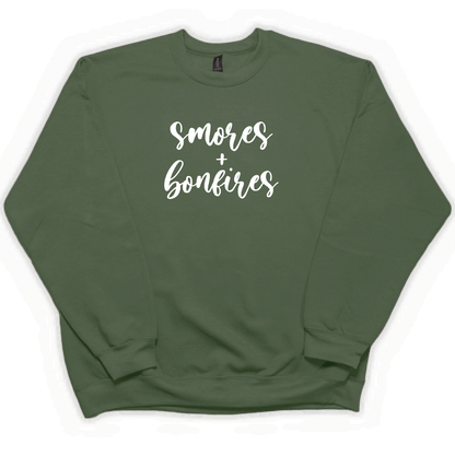 S'mores And Bonfires Adult Crew Neck Sweatshirt - Muddy Boots Clothing - Crew Neck Sweatshirt