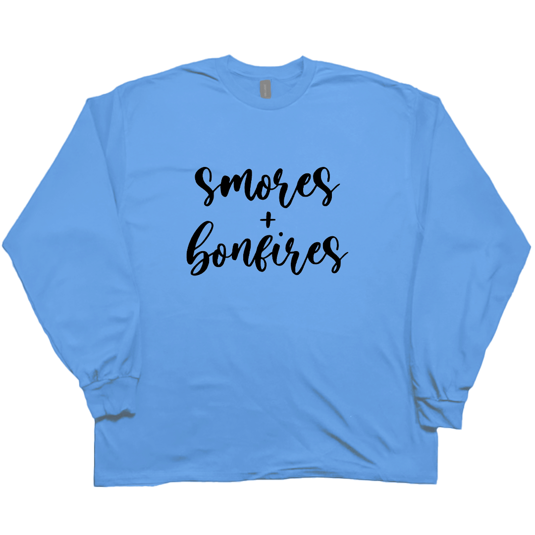 S'mores And Bonfires Adult Long Sleeve Tee - Muddy Boots Clothing - Long Sleeve Tee
