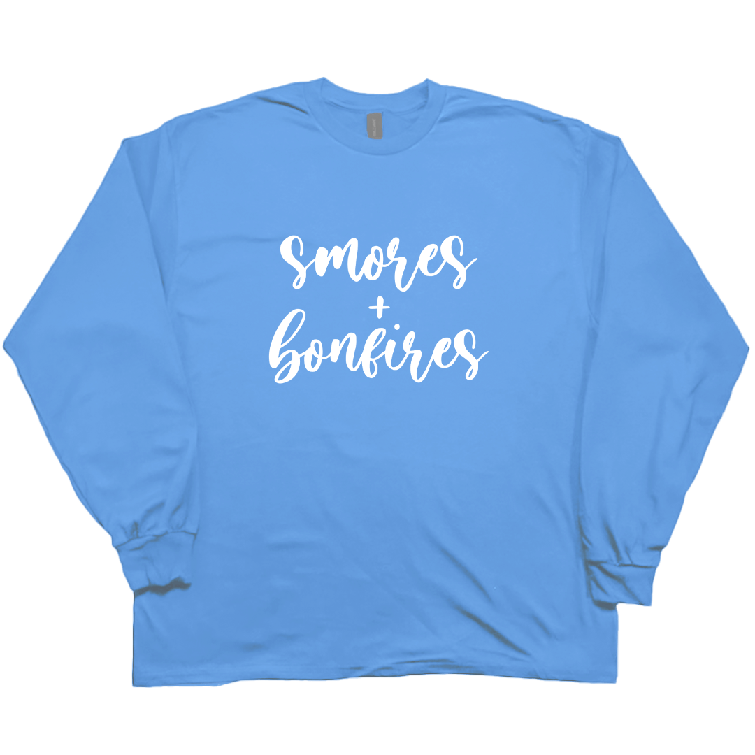 S'mores And Bonfires Adult Long Sleeve Tee - Muddy Boots Clothing - Long Sleeve Tee