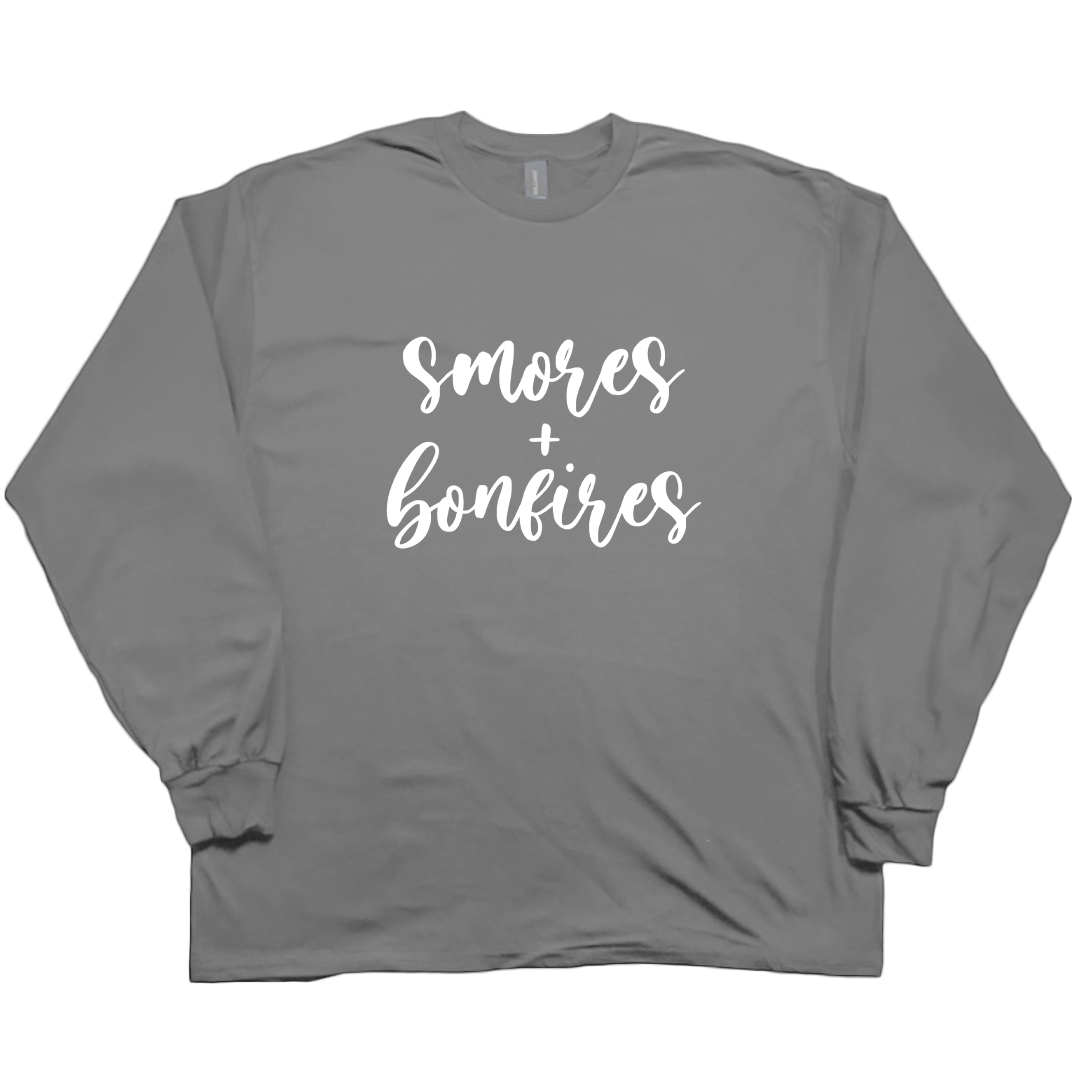S'mores And Bonfires Adult Long Sleeve Tee - Muddy Boots Clothing - Long Sleeve Tee