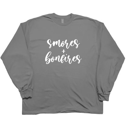S'mores And Bonfires Adult Long Sleeve Tee - Muddy Boots Clothing - Long Sleeve Tee