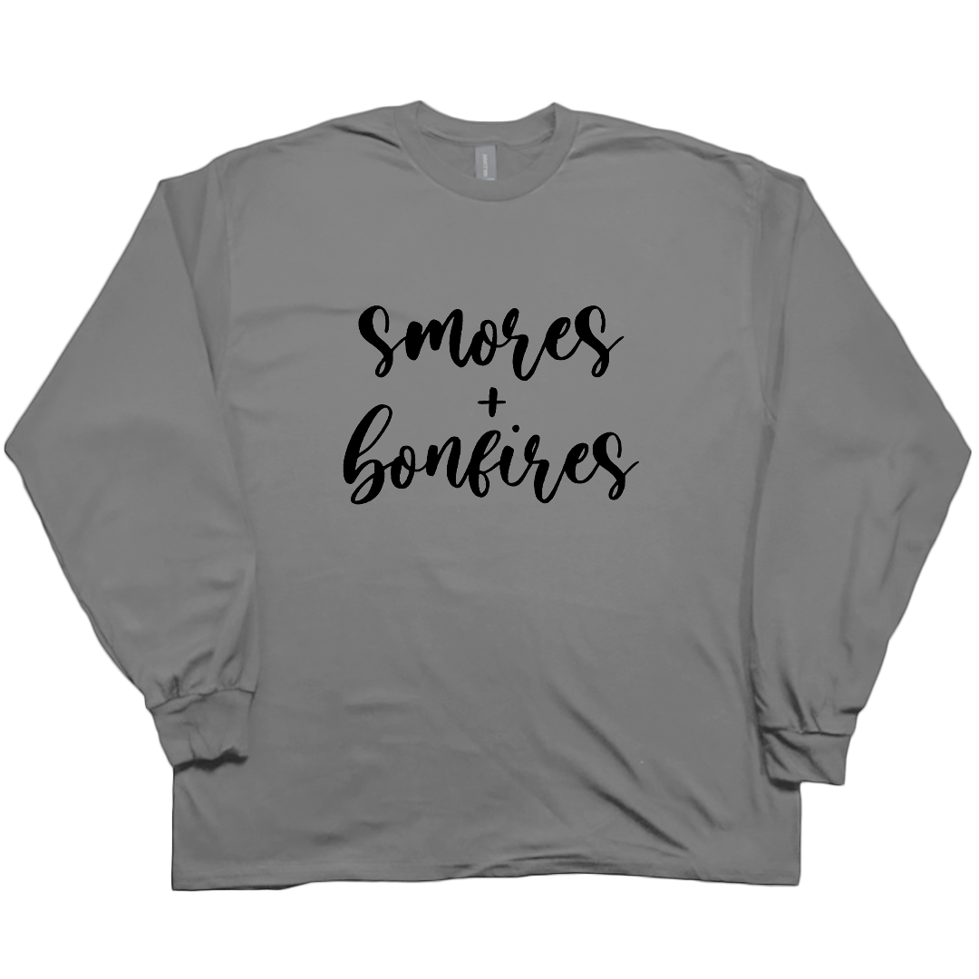 S'mores And Bonfires Adult Long Sleeve Tee - Muddy Boots Clothing - Long Sleeve Tee