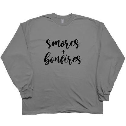 S'mores And Bonfires Adult Long Sleeve Tee - Muddy Boots Clothing - Long Sleeve Tee