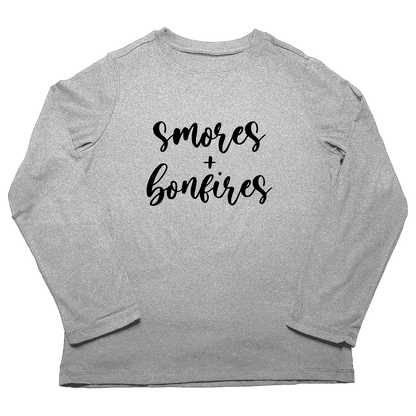 S'mores And Bonfires Adult Long Sleeve Tee - Muddy Boots Clothing - Long Sleeve Tee