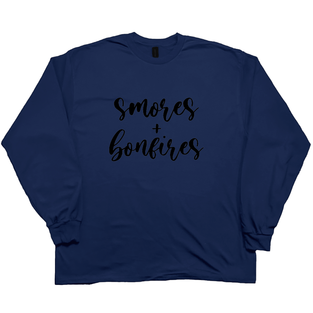 S'mores And Bonfires Adult Long Sleeve Tee - Muddy Boots Clothing - Long Sleeve Tee