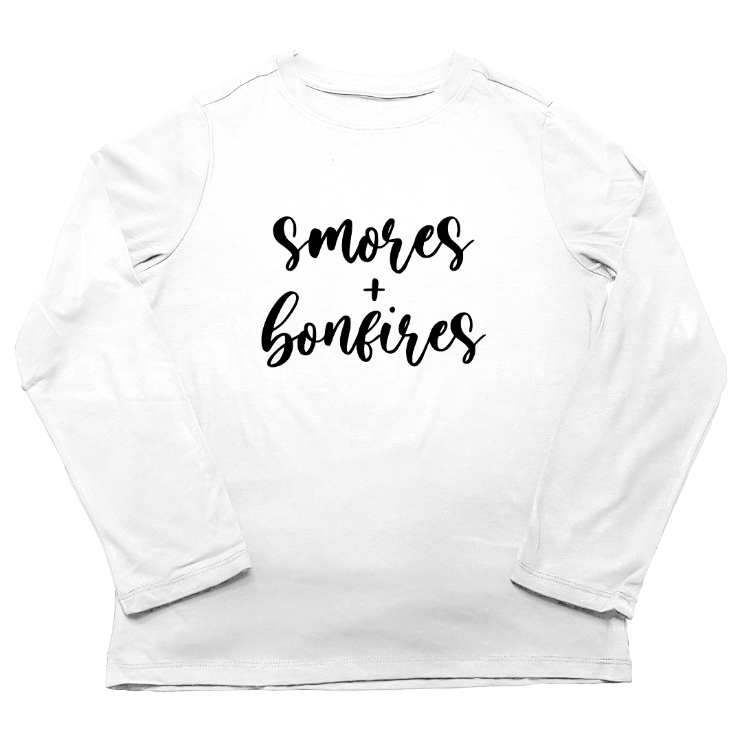 S'mores And Bonfires Adult Long Sleeve Tee - Muddy Boots Clothing - Long Sleeve Tee