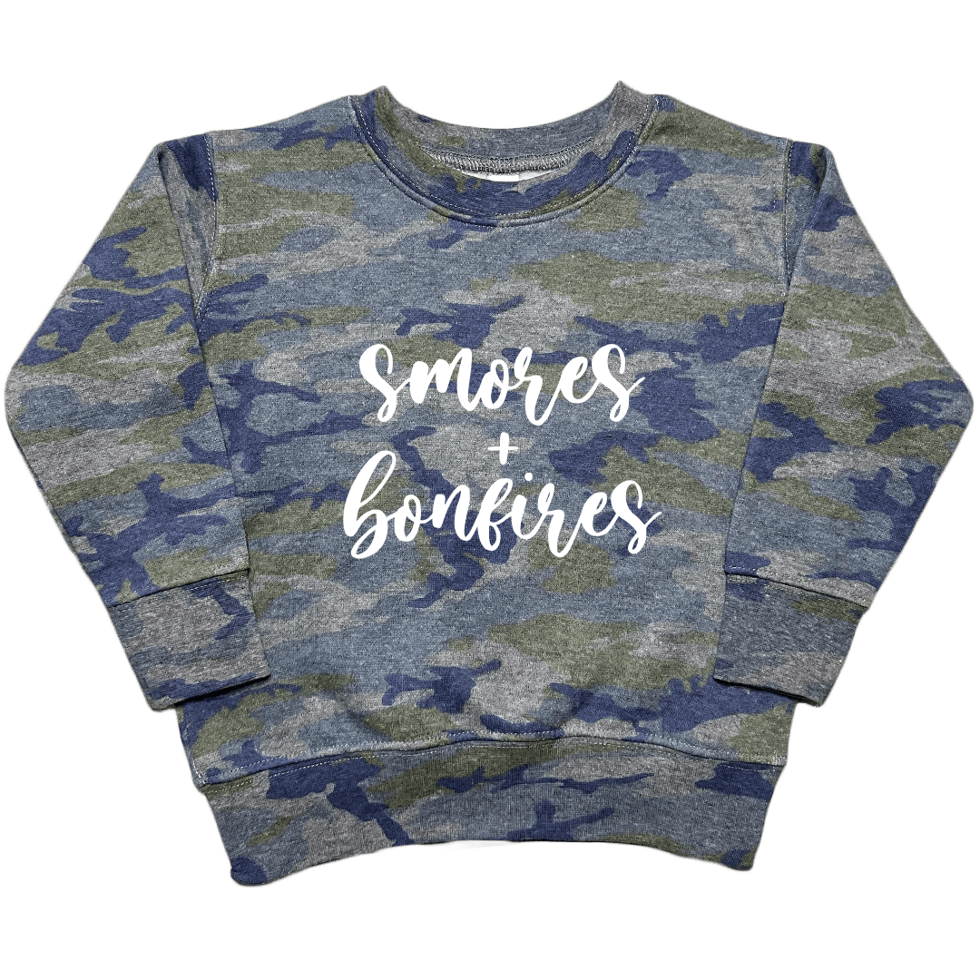 S'mores and Bonfires Toddler Crew Neck Sweatshirt - Muddy Boots Clothing - Crew Neck Sweatshirt