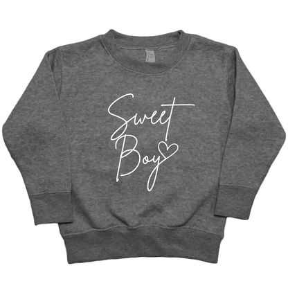 Sweet Boy Toddler Crew Neck Sweatshirt - Muddy Boots Clothing - Crew Neck Sweatshirt