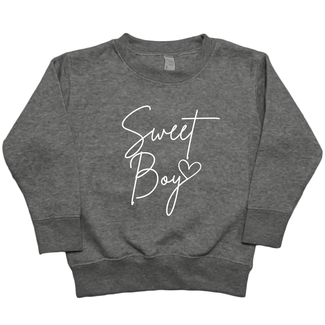 Sweet Boy Toddler Crew Neck Sweatshirt - Muddy Boots Clothing - Crew Neck Sweatshirt