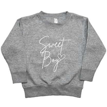 Sweet Boy Toddler Crew Neck Sweatshirt - Muddy Boots Clothing - Crew Neck Sweatshirt