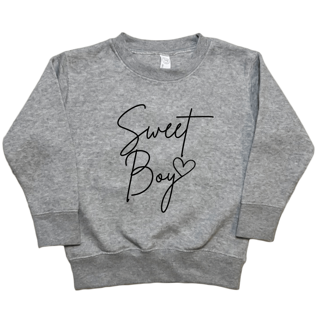 Sweet Boy Toddler Crew Neck Sweatshirt - Muddy Boots Clothing - Crew Neck Sweatshirt