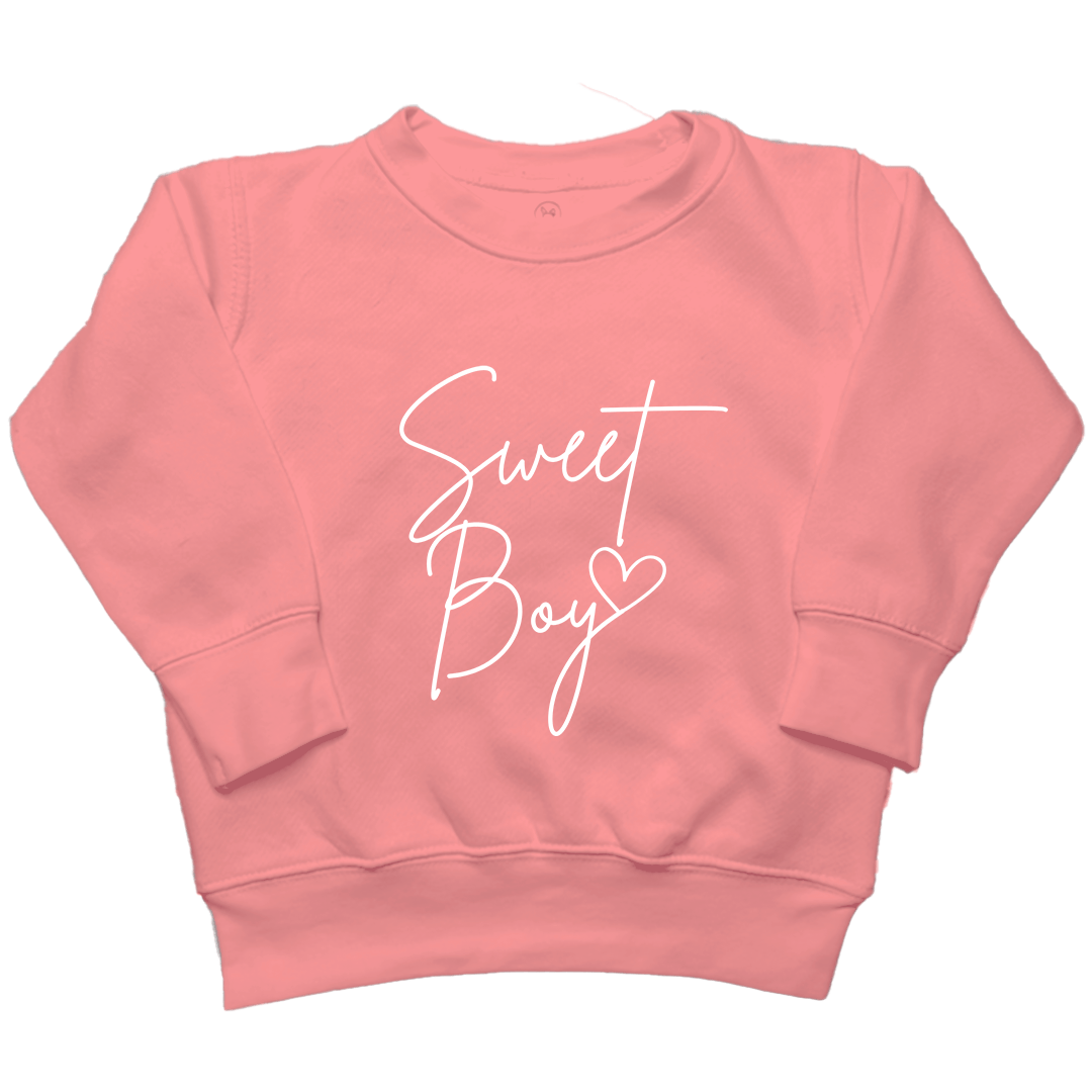 Sweet Boy Toddler Crew Neck Sweatshirt - Muddy Boots Clothing - Crew Neck Sweatshirt