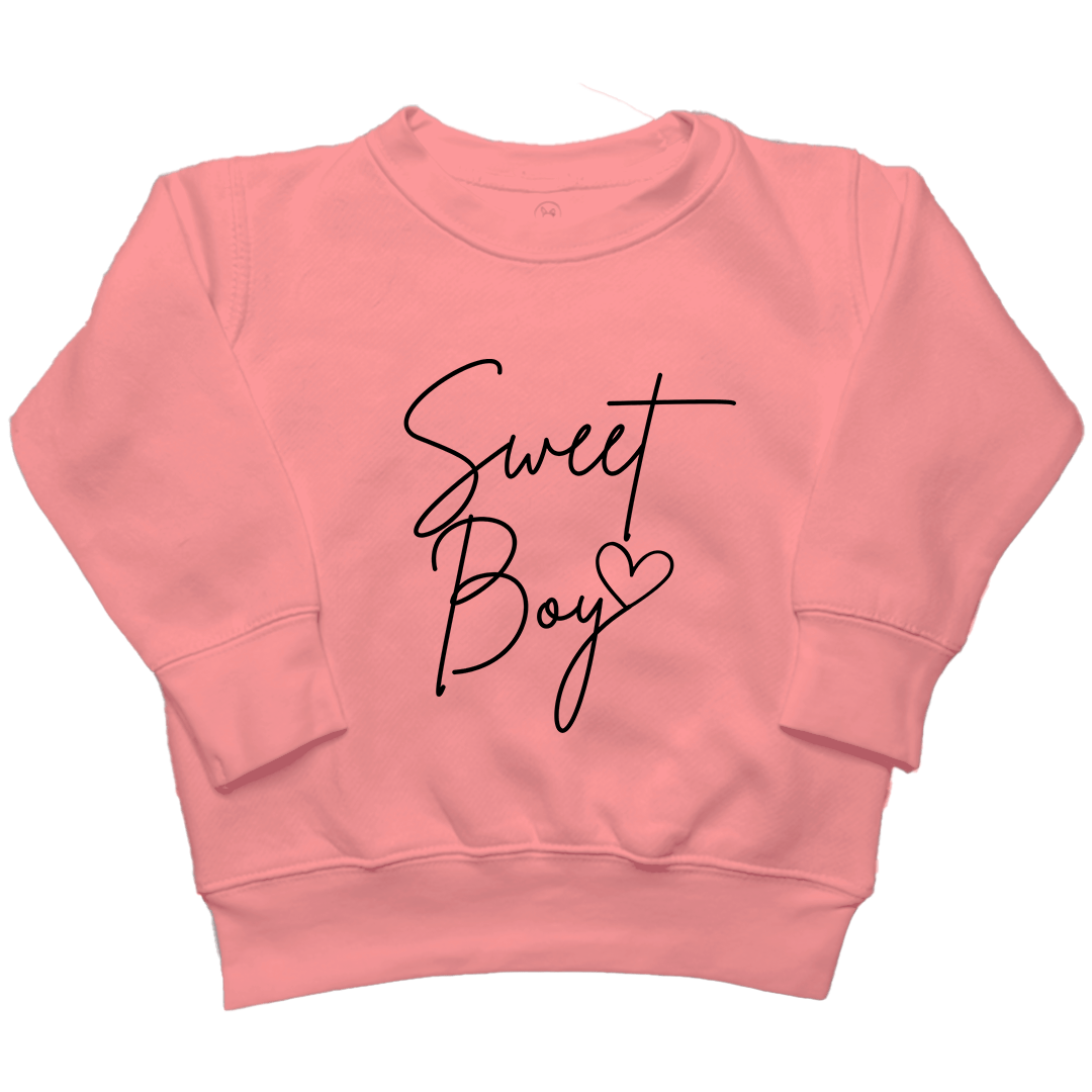 Sweet Boy Toddler Crew Neck Sweatshirt - Muddy Boots Clothing - Crew Neck Sweatshirt