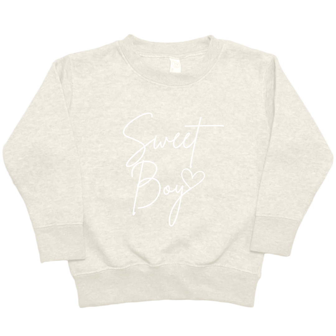 Sweet Boy Toddler Crew Neck Sweatshirt - Muddy Boots Clothing - Crew Neck Sweatshirt