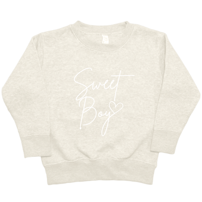 Sweet Boy Toddler Crew Neck Sweatshirt - Muddy Boots Clothing - Crew Neck Sweatshirt