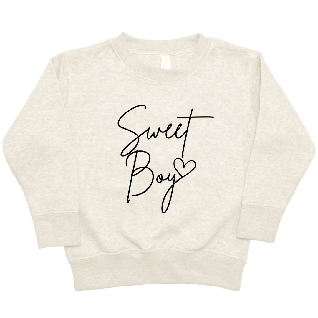 Sweet Boy Toddler Crew Neck Sweatshirt - Muddy Boots Clothing - Crew Neck Sweatshirt