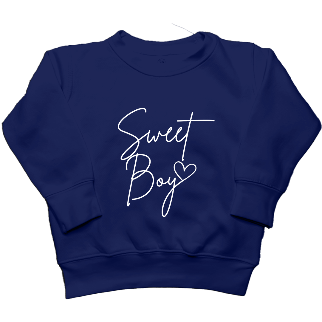 Sweet Boy Toddler Crew Neck Sweatshirt - Muddy Boots Clothing - Crew Neck Sweatshirt