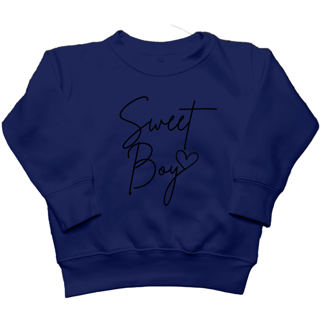 Sweet Boy Toddler Crew Neck Sweatshirt - Muddy Boots Clothing - Crew Neck Sweatshirt