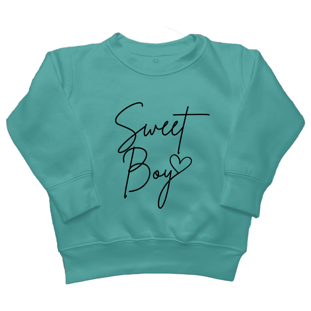 Sweet Boy Toddler Crew Neck Sweatshirt - Muddy Boots Clothing - Crew Neck Sweatshirt