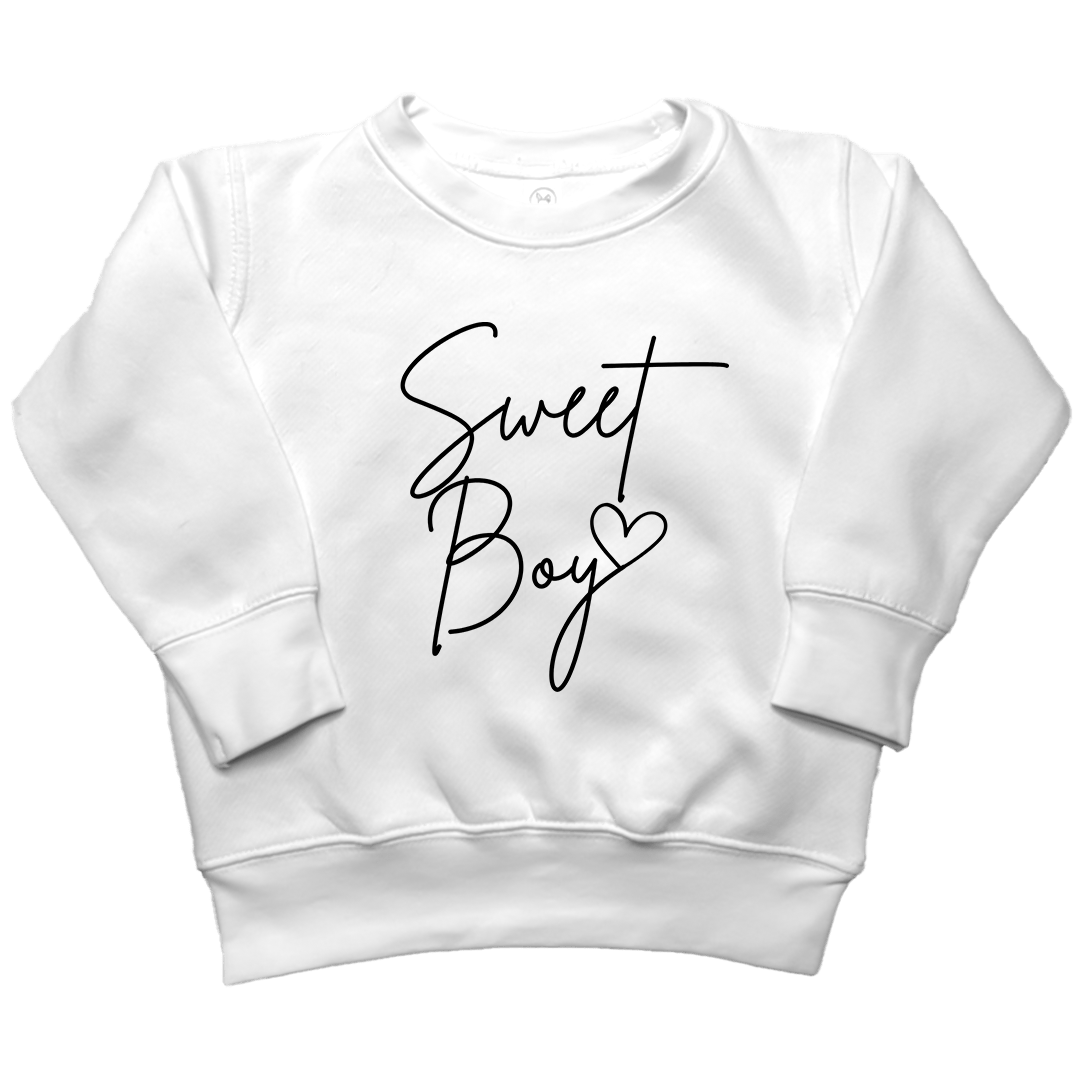 Sweet Boy Toddler Crew Neck Sweatshirt - Muddy Boots Clothing - Crew Neck Sweatshirt