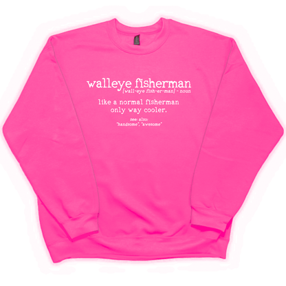 Walleye Fisherman Definition Adult Crew Neck Sweatshirt - Muddy Boots Clothing - Crew Neck Sweatshirt