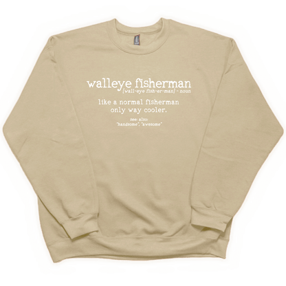 Walleye Fisherman Definition Adult Crew Neck Sweatshirt - Muddy Boots Clothing - Crew Neck Sweatshirt