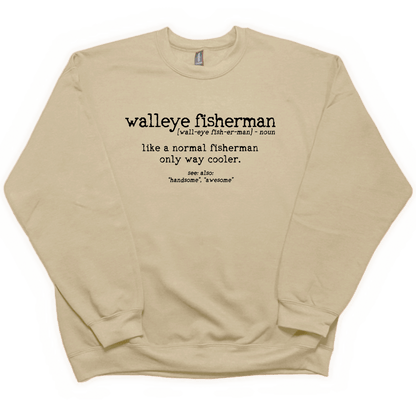 Walleye Fisherman Definition Adult Crew Neck Sweatshirt - Muddy Boots Clothing - Crew Neck Sweatshirt