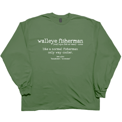 Walleye Fisherman Definition Adult Long Sleeve Tee - Muddy Boots Clothing - Long Sleeve Tee