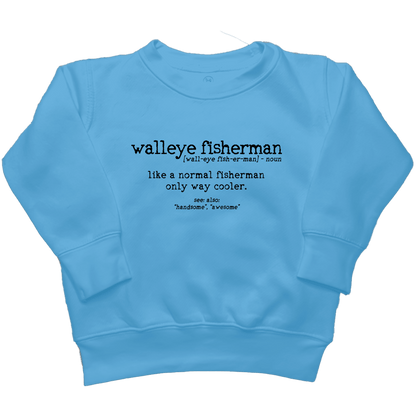 Walleye Fisherman Definition Kids Crew Neck Sweatshirt - Muddy Boots Clothing - Crew Neck Sweatshirt