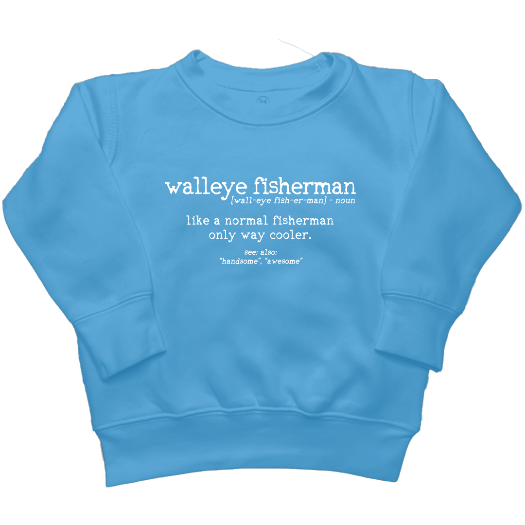 Walleye Fisherman Definition Kids Crew Neck Sweatshirt - Muddy Boots Clothing - Crew Neck Sweatshirt