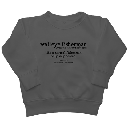Walleye Fisherman Definition Kids Crew Neck Sweatshirt - Muddy Boots Clothing - Crew Neck Sweatshirt