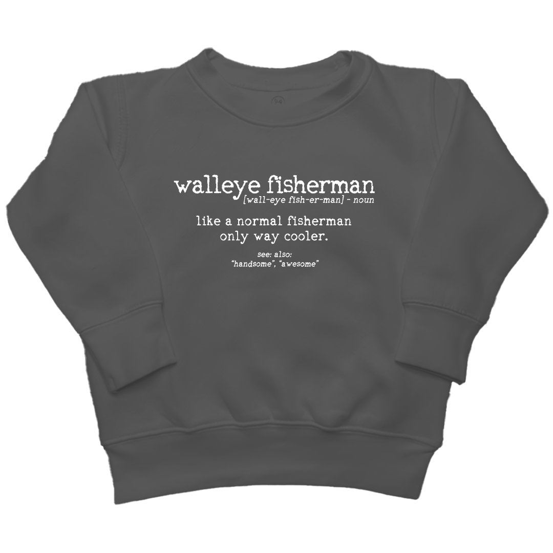 Walleye Fisherman Definition Kids Crew Neck Sweatshirt - Muddy Boots Clothing - Crew Neck Sweatshirt