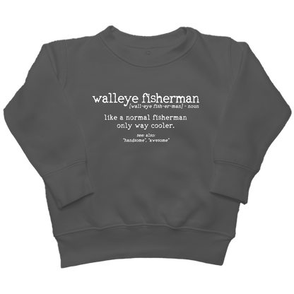 Walleye Fisherman Definition Kids Crew Neck Sweatshirt - Muddy Boots Clothing - Crew Neck Sweatshirt